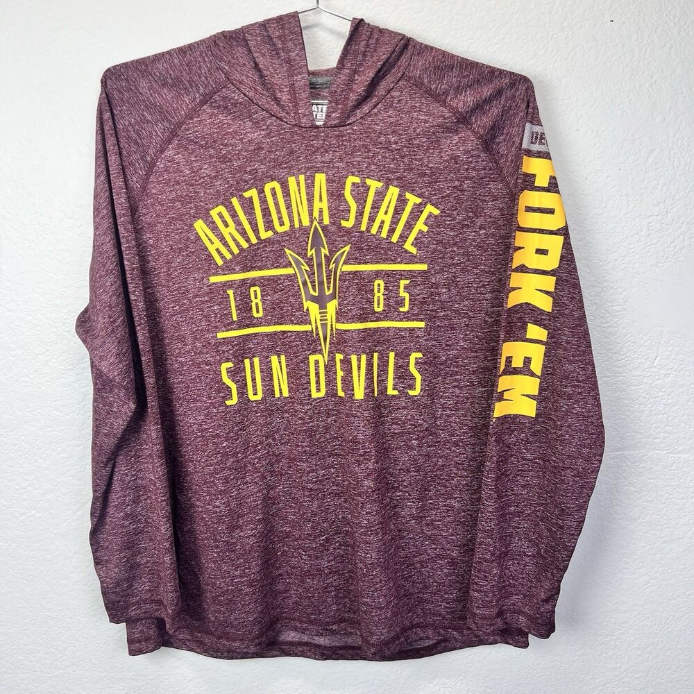 Arizona State Sun Devils Adidas Long sleeve Hooded Pullover Maroon Mens 2XL